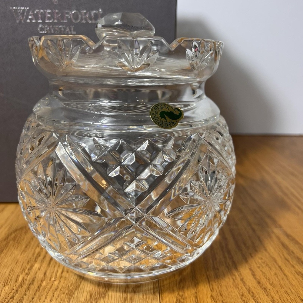 Waterford Crystal Biscuit Jar Candy Box with Lid Ireland Signed w/Original Box * - Picture 2 of 12